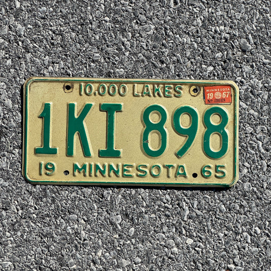 Photo of a 1965 1967 Minnesota License Plate Auto Tag Garage Decor Vintage 1KI898