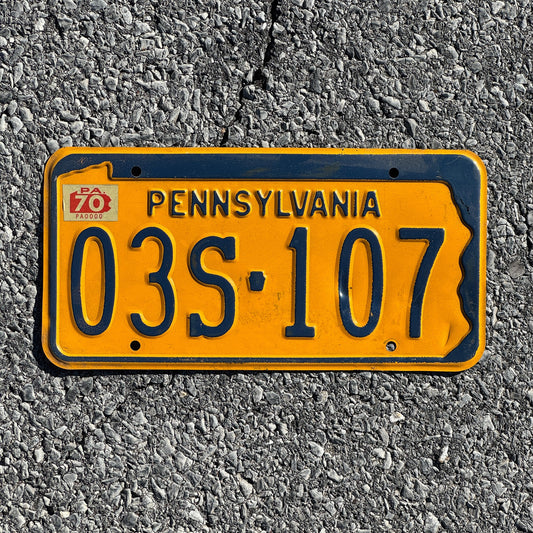 Photo of a 1965 1970 Pennsylvania License Plate Auto Tag Garage Decor Vintage 03S 107