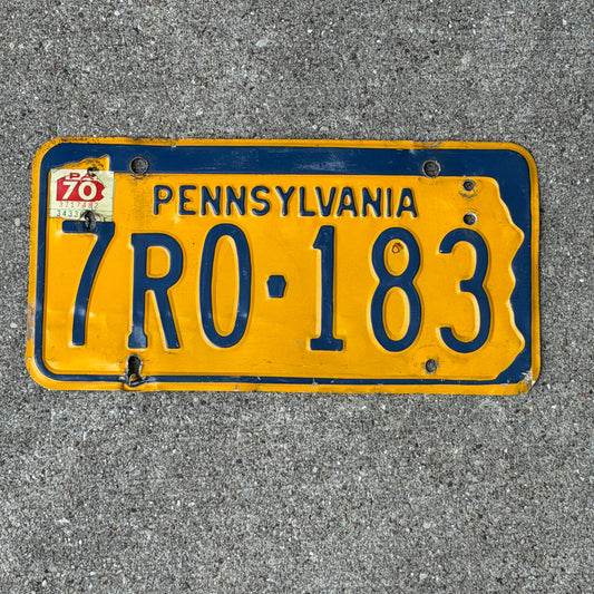 Photo of a 1965 1970 Pennsylvania License Plate Auto Tag Garage Decor Vintage 7R0 183 with original patina