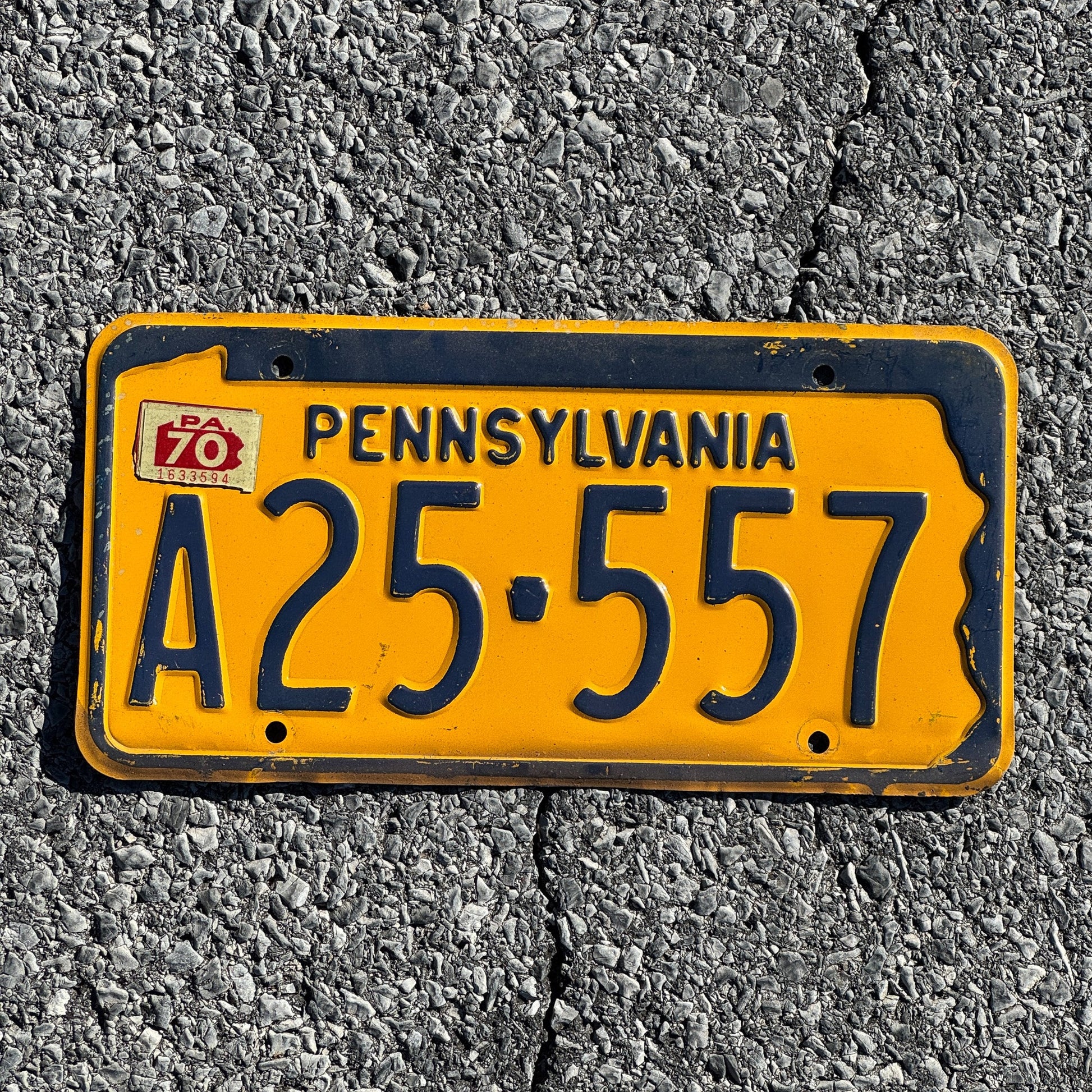 Photo of a 1965 1970 Pennsylvania License Plate Auto Tag Garage Decor Vintage A25 557