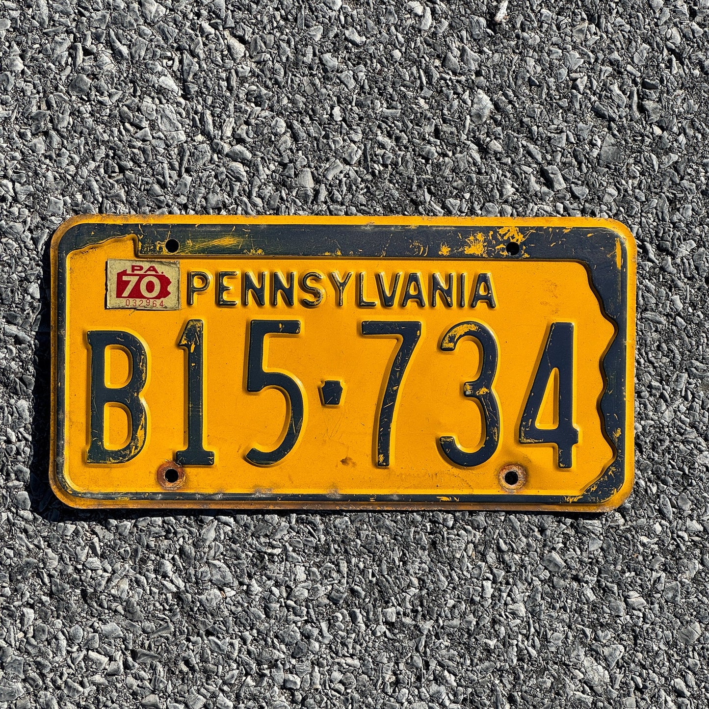 Photo of a 1965 1970 Pennsylvania License Plate Auto Tag Garage Decor Vintage B15 734