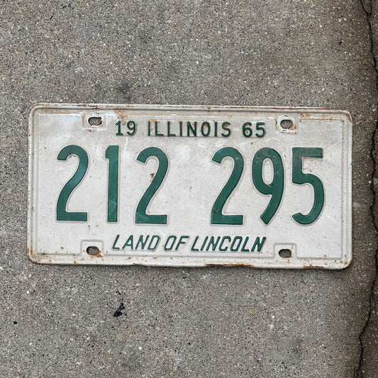 Photo of a 1965 Illinois License Plate Auto Tag 1 Vintage Garage 212 295 with original patina