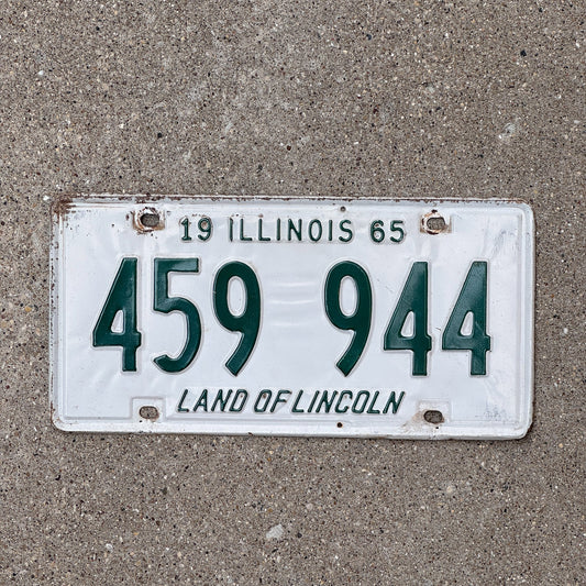 Photo of a 1965 Illinois License Plate Auto Tag Garage Decor Vintage Lincoln 459 944