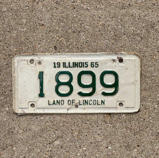 Photo of a 1965 Illinois Motorcycle License Plate Auto Tag Garage Decor Vintage 1899 with original patina