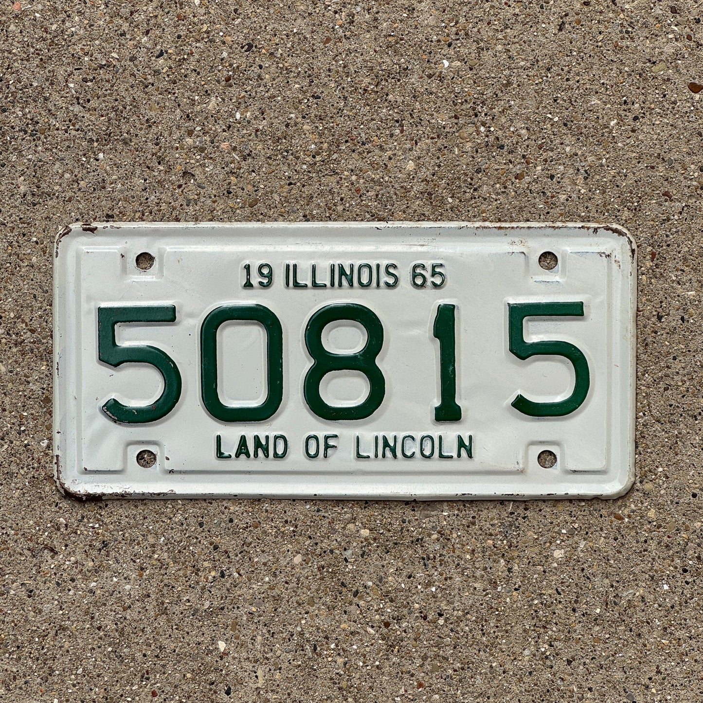 Photo of a 1965 Illinois Motorcycle License Plate Auto Tag Garage Decor Vintage 50815