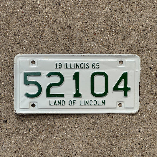Photo of a 1965 Illinois Motorcycle License Plate Auto Tag Garage Decor Vintage 52104