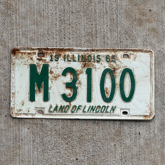 Photo of a 1965 Illinois Municipal License Plate Auto Tag 1 Vintage Garage M 3100 with original patina