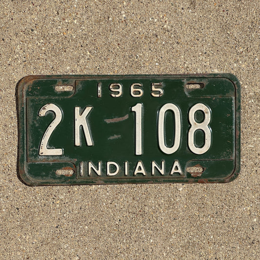 Photo of a 1965 Indiana License Plate Auto Tag Garage Decor Vintage 2 K 108