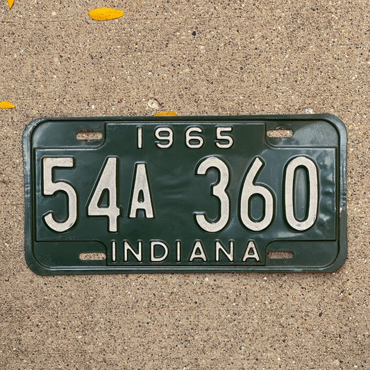 Photo of a 1965 Indiana License Plate Auto Tag Garage Decor Vintage 54 A 360 with original patina