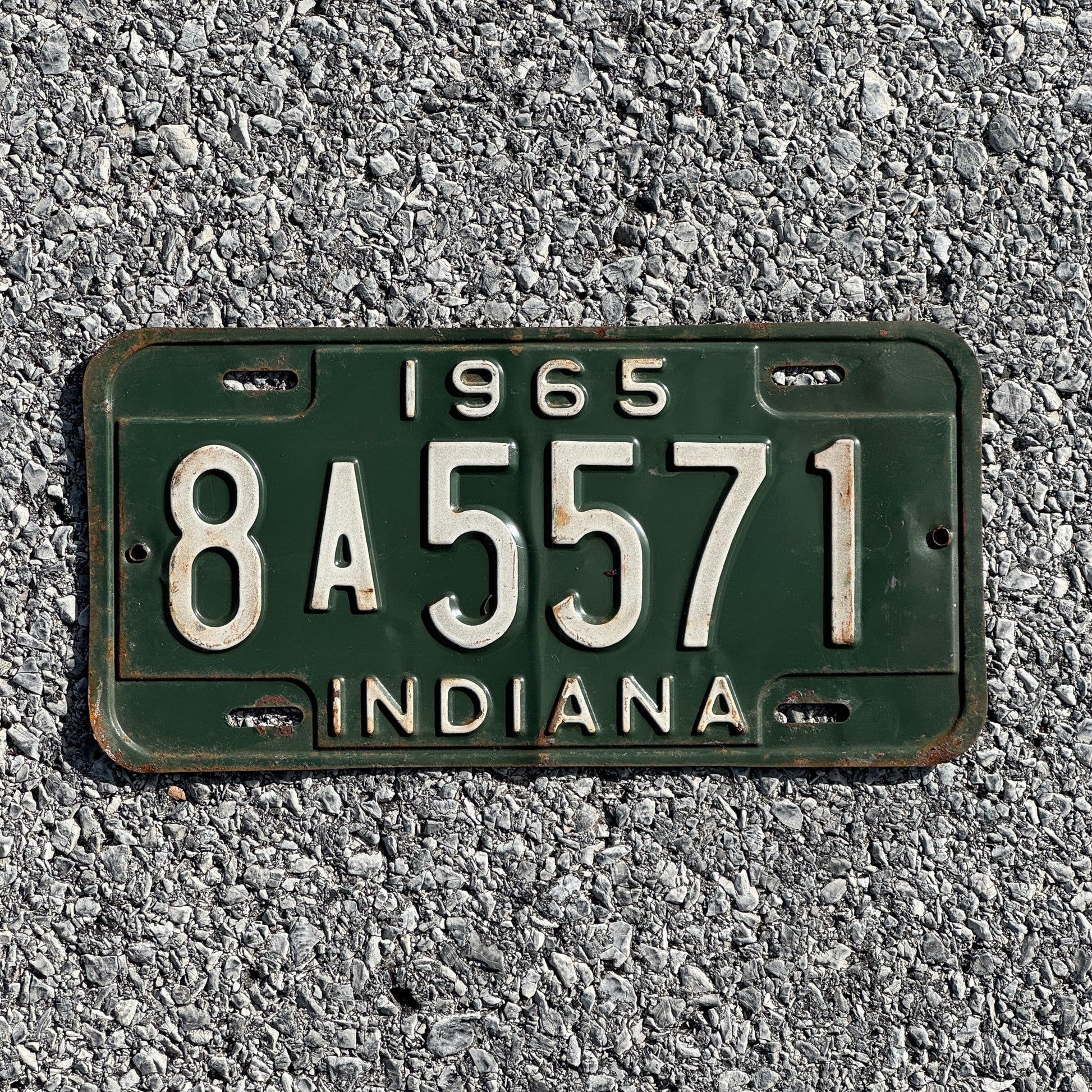 Photo of a 1965 Indiana License Plate Auto Tag Garage Decor Vintage 8A5571