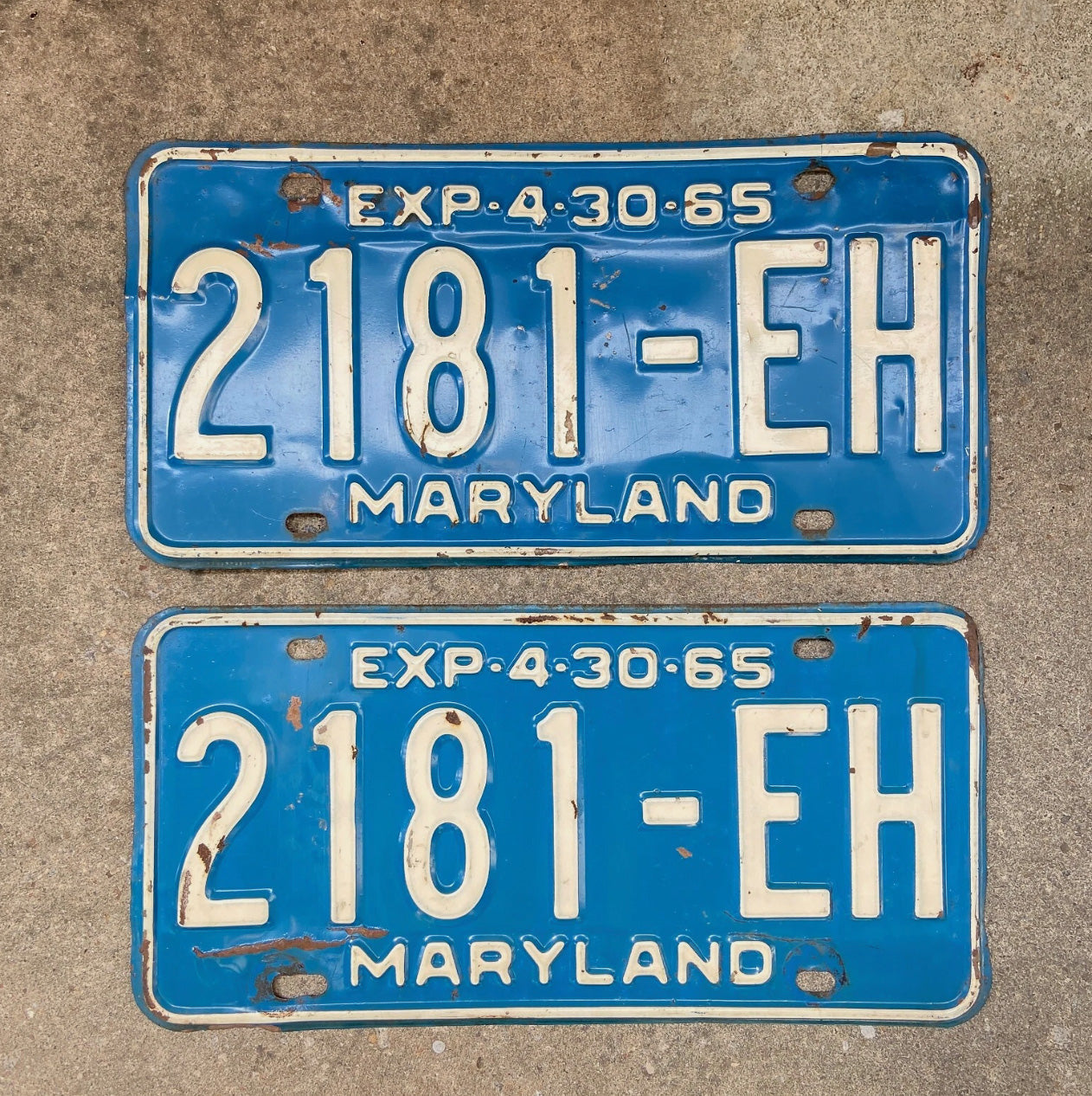 1965 Maryland Truck License Plate Auto Tag 2181 EH