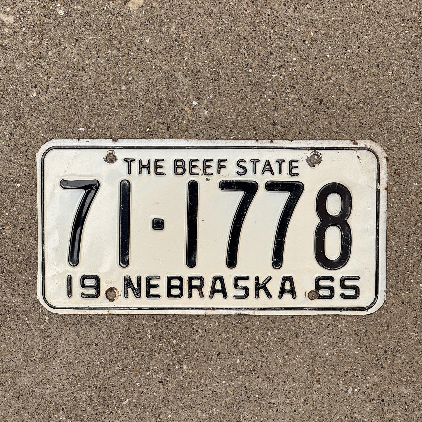 Photo of a 1965 Nebraska License Plate Auto Tag Garage Decor Vintage Beef State 71 1778