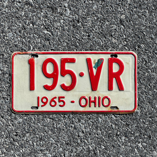 Photo of a 1965 Ohio License Plate Auto Tag Garage Decor Vintage 195 VR