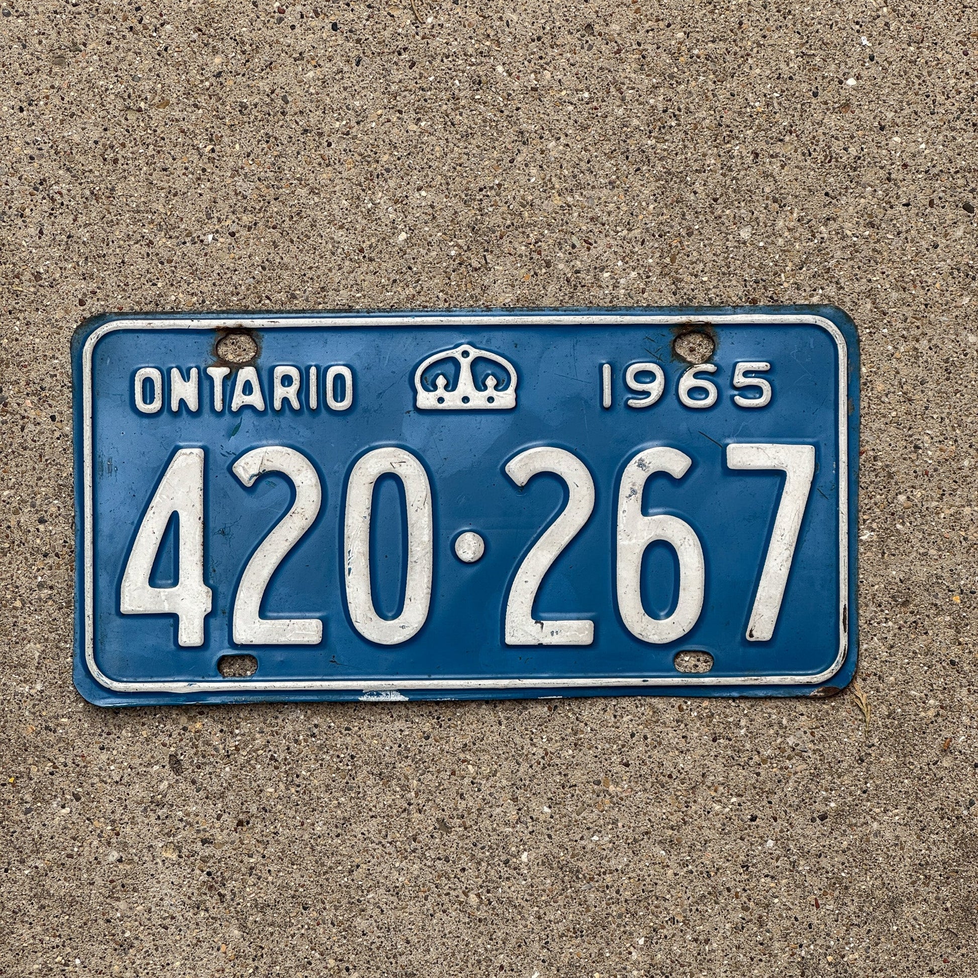 Photo of a 1965 Ontario License Plate Auto Tag Garage Decor Vintage Weed Smoke 420 267
