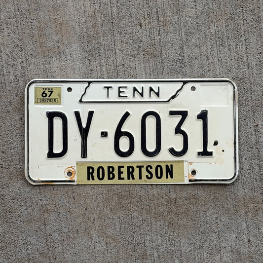 Photo of a 1966 1967 Tennessee License Plate Auto Tag Garage Decor Vintage DY 6031 with original patina