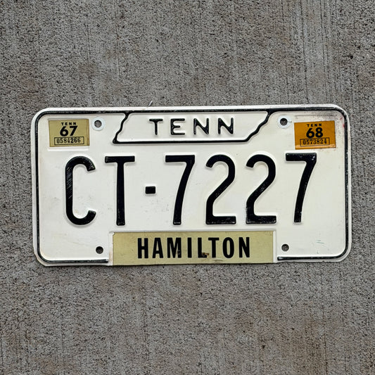 Photo of a 1966 1968 Tennessee License Plate Auto Tag Garage Decor Vintage CT 7227 with original patina