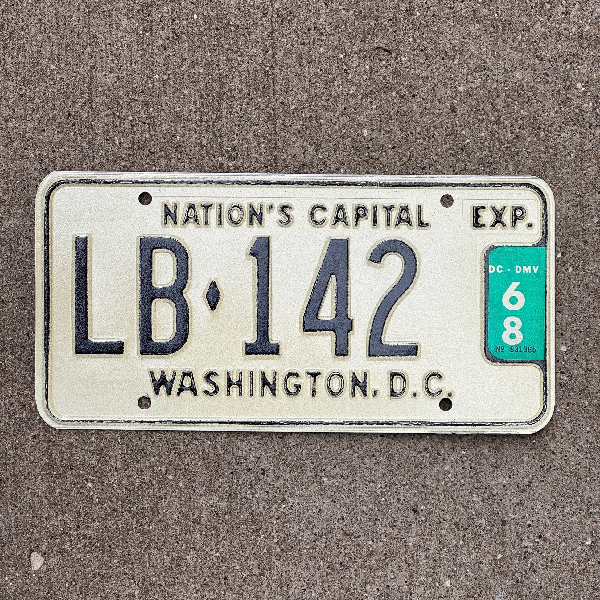 Photo of a 1966 1968 Washington DC Livery License Plate Auto Tag 2 Garage Decor Limousine Limo LB 142 with original patina