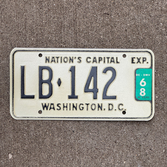 Photo of a 1966 1968 Washington DC Livery License Plate Auto Tag 2 Garage Decor Limousine Limo LB 142 with original patina