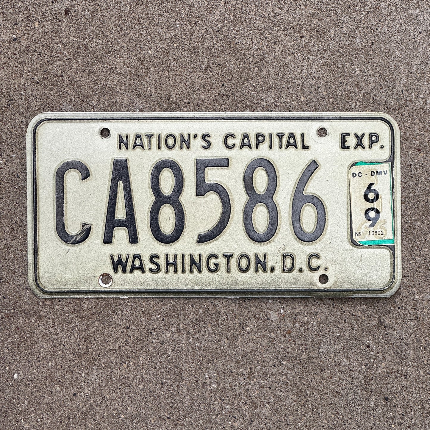 Photo of a 1966 1969 Washington DC Commercial License Plate Auto Tag Garage Decor Vintage Truck CA 8586 with original patina