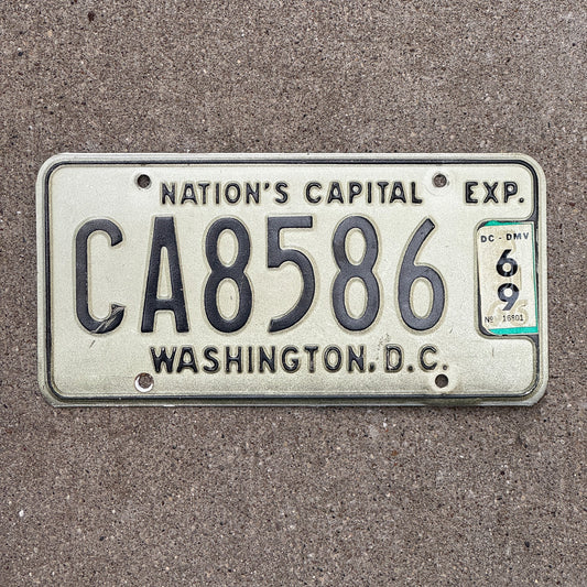 Photo of a 1966 1969 Washington DC Commercial License Plate Auto Tag Garage Decor Vintage Truck CA 8586 with original patina