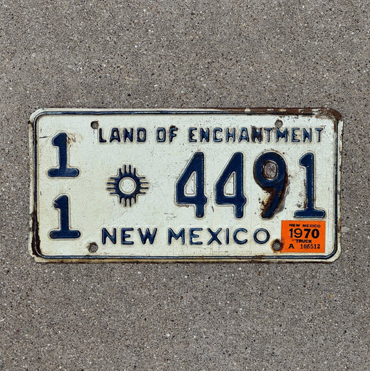 Photo of a 1966 1970 New Mexico Truck License Plate Auto Tag Garage Decor Vintage 11 4491 with original patina