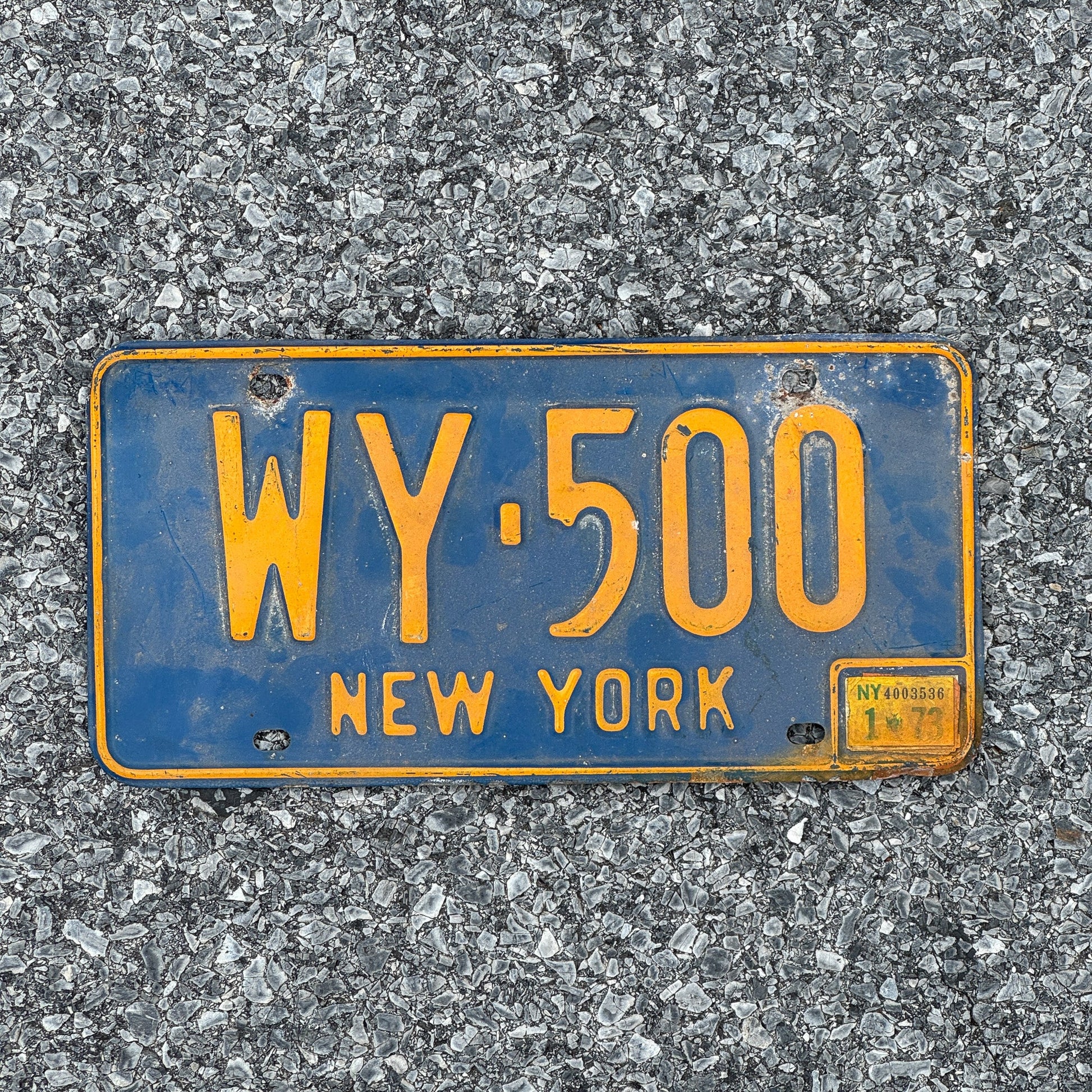 Photo of a 1966 1973 New York License Plate Auto Tag Garage Decor Vintage Wyoming County WY 500