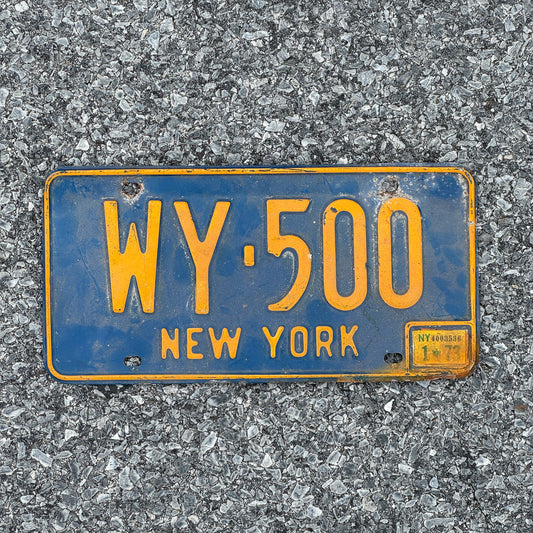 Photo of a 1966 1973 New York License Plate Auto Tag Garage Decor Vintage Wyoming County WY 500