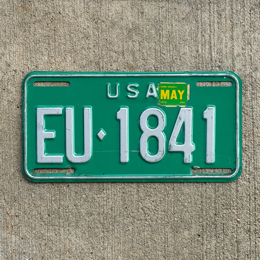 Photo of a 1966 1973 US Forces Germany License Plate Auto Tag Garage Decor Vintage EU 1841 with original patina