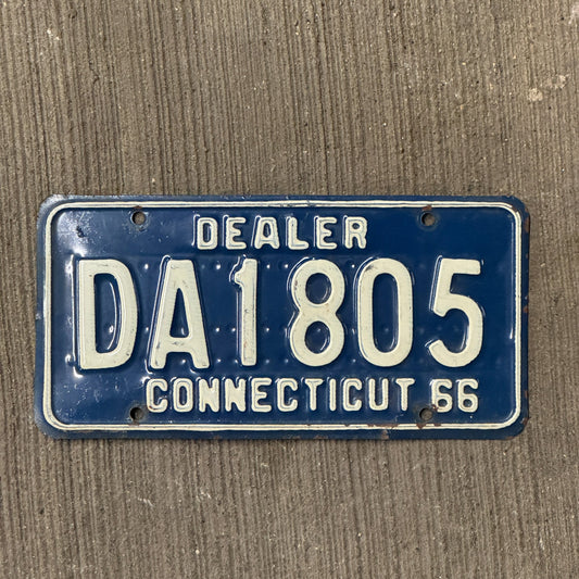 Photo of a 1966 Connecticut Dealer License Plate Auto Tag Garage Decor Vintage DA 1805