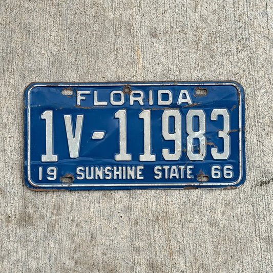 Photo of a 1966 Florida Trailer License Plate Auto Tag Garage Decor Vintage 1V 11983 with original patina