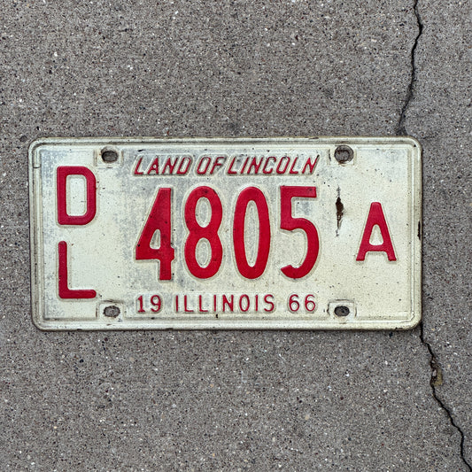 Photo of a 1966 Illinois Dealer License Plate Auto Tag 2 Vintage Garage 4805 A with original patina