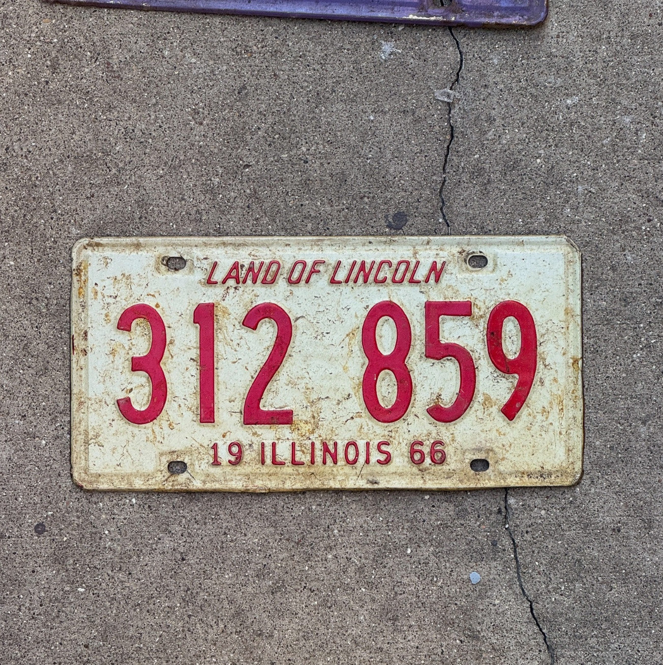 Photo of a 1966 Illinois License Plate Auto Tag Garage Decor Chicago Area Code Chicago Area Code 312 859