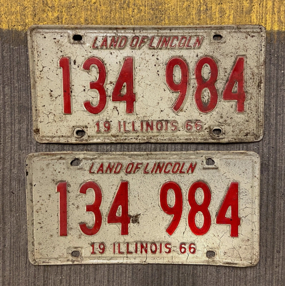 Photo of a 1966 Illinois License Plate Auto Tag Garage Decor Vintage 134 984