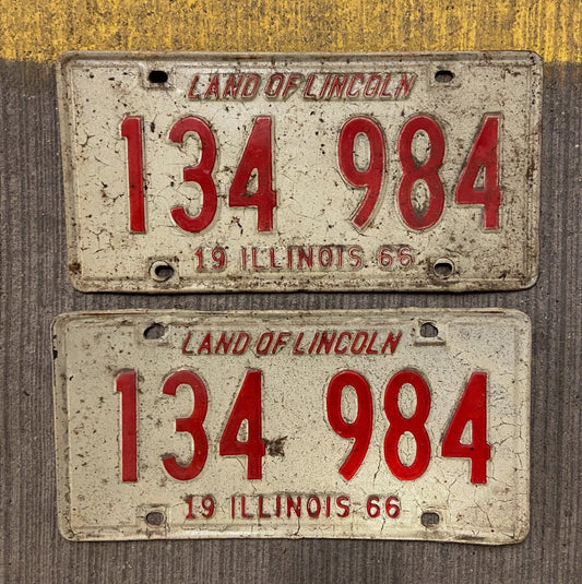 Photo of a 1966 Illinois License Plate Auto Tag Garage Decor Vintage 134 984