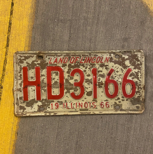Photo of a 1966 Illinois License Plate Auto Tag Garage Decor Vintage HD 3166