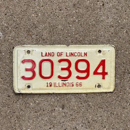 Photo of a 1966 Illinois Motorcycle License Plate Auto Tag Garage Decor Vintage 30394