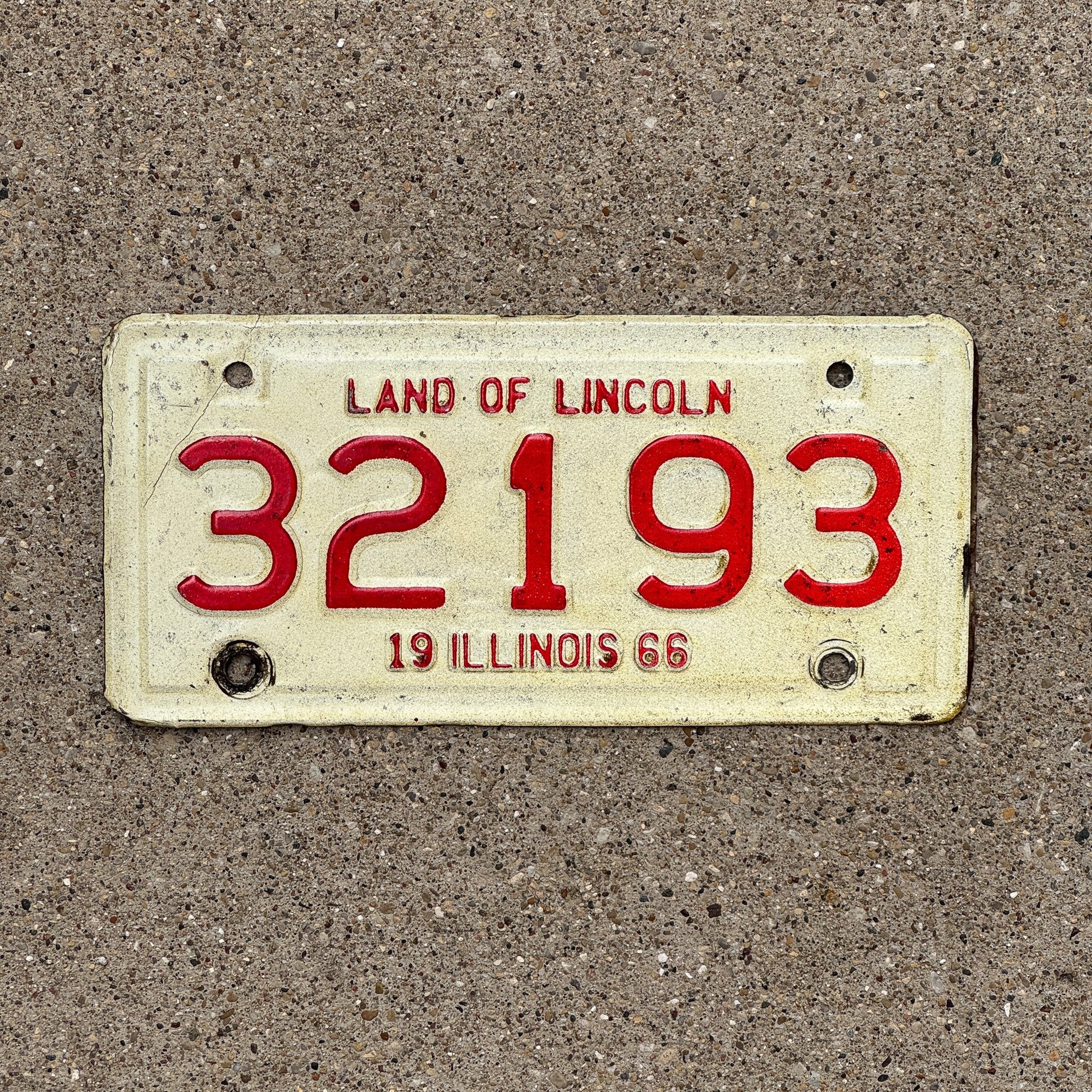 Photo of a 1966 Illinois Motorcycle License Plate Auto Tag Garage Decor Vintage 32193