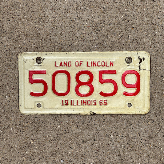 Photo of a 1966 Illinois Motorcycle License Plate Auto Tag Garage Decor Vintage 50859
