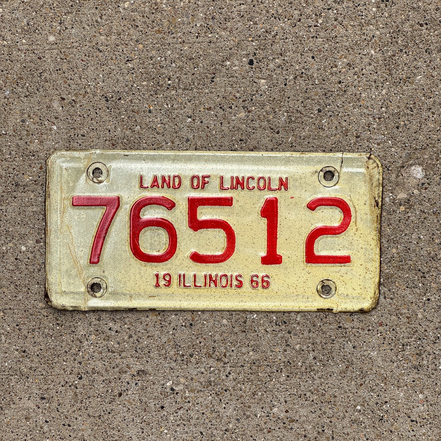 Photo of a 1966 Illinois Motorcycle License Plate Auto Tag Garage Decor Vintage 76512