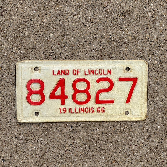 Photo of a 1966 Illinois Motorcycle License Plate Auto Tag Garage Decor Vintage 84827