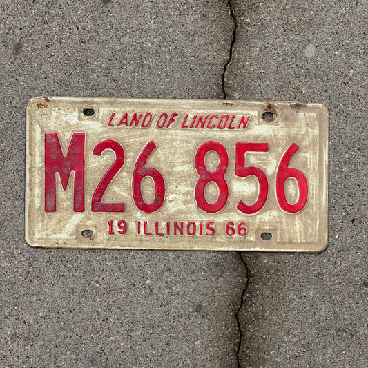 Photo of a 1966 Illinois Municipal License Plate Auto Tag 1 Vintage Garage M 26 856 with original patina