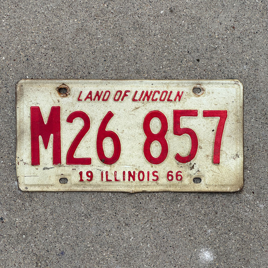 Photo of a 1966 Illinois Municipal License Plate Auto Tag 1 Vintage Garage M 26 857 with original patina