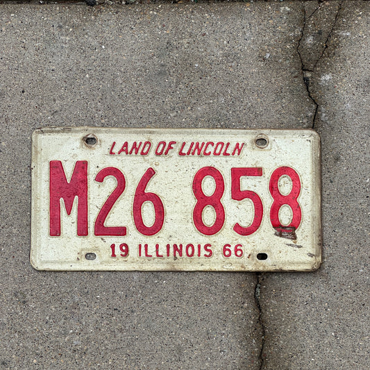 Photo of a 1966 Illinois Municipal License Plate Auto Tag 1 Vintage Garage M 26 858 with original patina