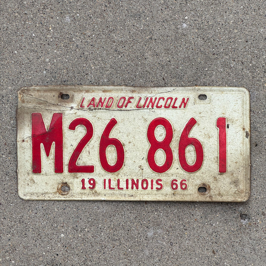 Photo of a 1966 Illinois Municipal License Plate Auto Tag 1 Vintage Garage M 26 861 with original patina