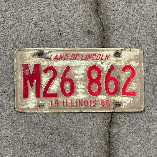 Photo of a 1966 Illinois Municipal License Plate Auto Tag 1 Vintage Garage M 26 862 with original patina
