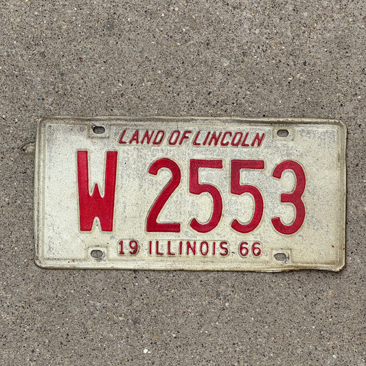 Photo of a 1966 Illinois Trailer License Plate Auto Tag Garage Decor Vintage W 2553 with original patina