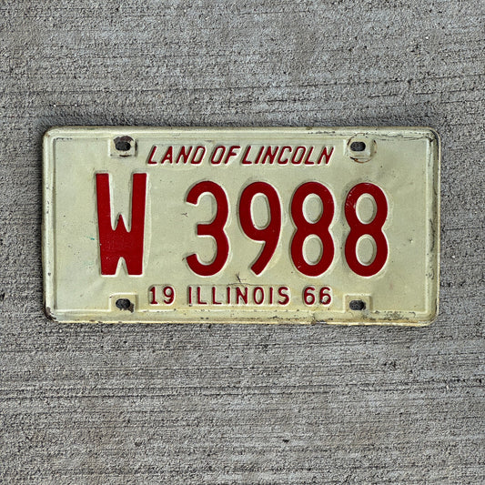 Photo of a 1966 Illinois Trailer License Plate Auto Tag Garage Decor Vintage W 3988 with original patina