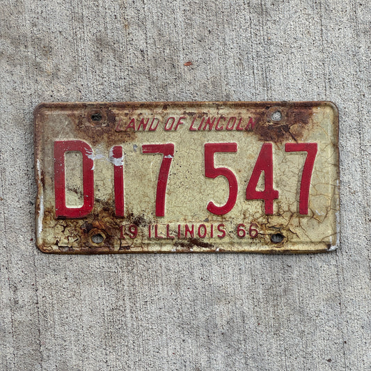 Photo of a 1966 Illinois Truck License Plate Auto Tag Garage Decor Vintage D 17 547 with original patina