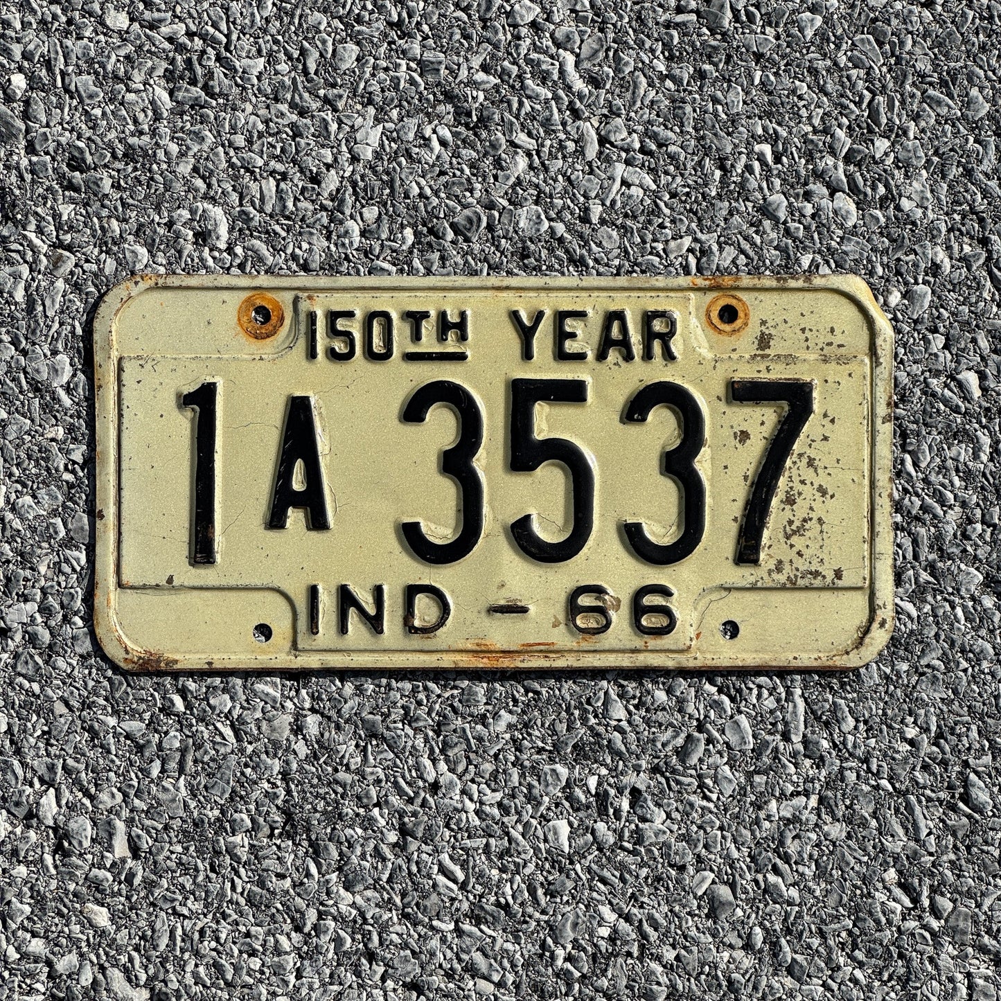 Photo of a 1966 Indiana License Plate Auto Tag Garage Decor Vintage 1A3537