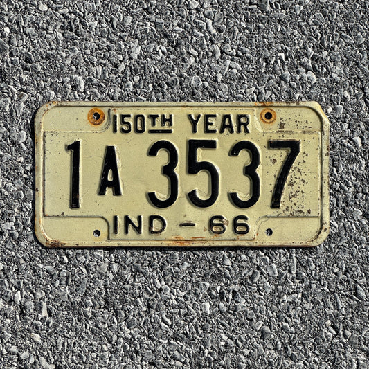 Photo of a 1966 Indiana License Plate Auto Tag Garage Decor Vintage 1A3537